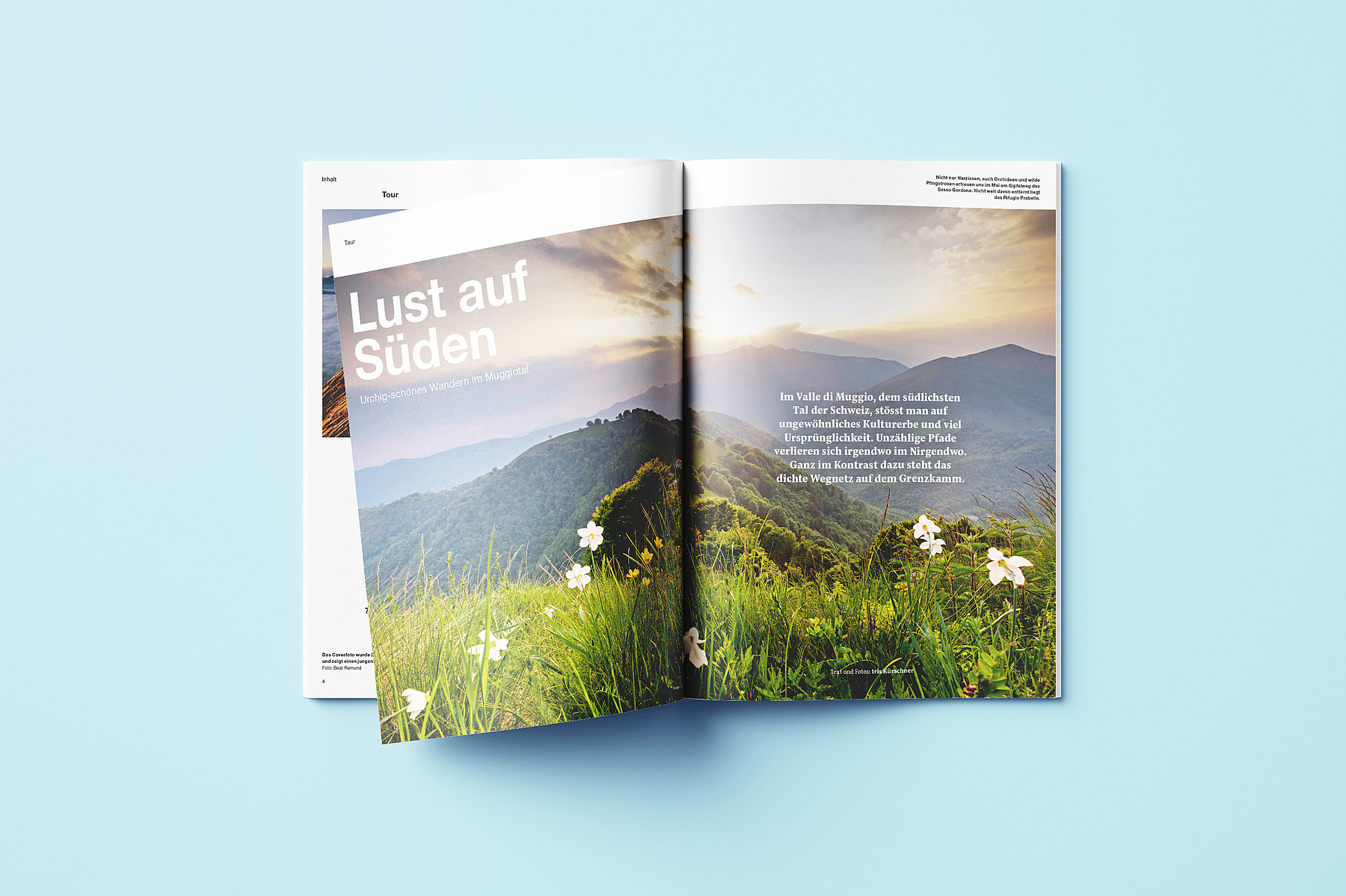 Ein Stapel von Ausgaben der Zeitschrift «Die Alpen» auf einer Wiese